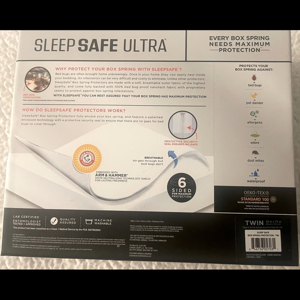 Sleep Safe™ Waterproof Twin Box Spring Protector - Picture 1 of 7
